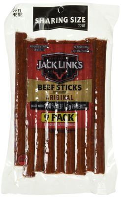 Jack Link&#39;s Beef Sticks, Original - Protein Snack, Meat Stick, Made with 100% Beef, No Added MSG - 7.2 Oz. (12 Count)