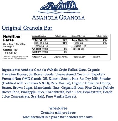 Anahola Granola Original Bars, 8 Count