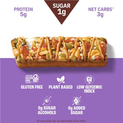 Munk Pack Keto Snack Bars, Caramel Sea Salt - Low Carb Nut Bar with 5g Protein, 1g Sugar with Allulose - Gluten Free &amp; Low Glycemic - 24 Count