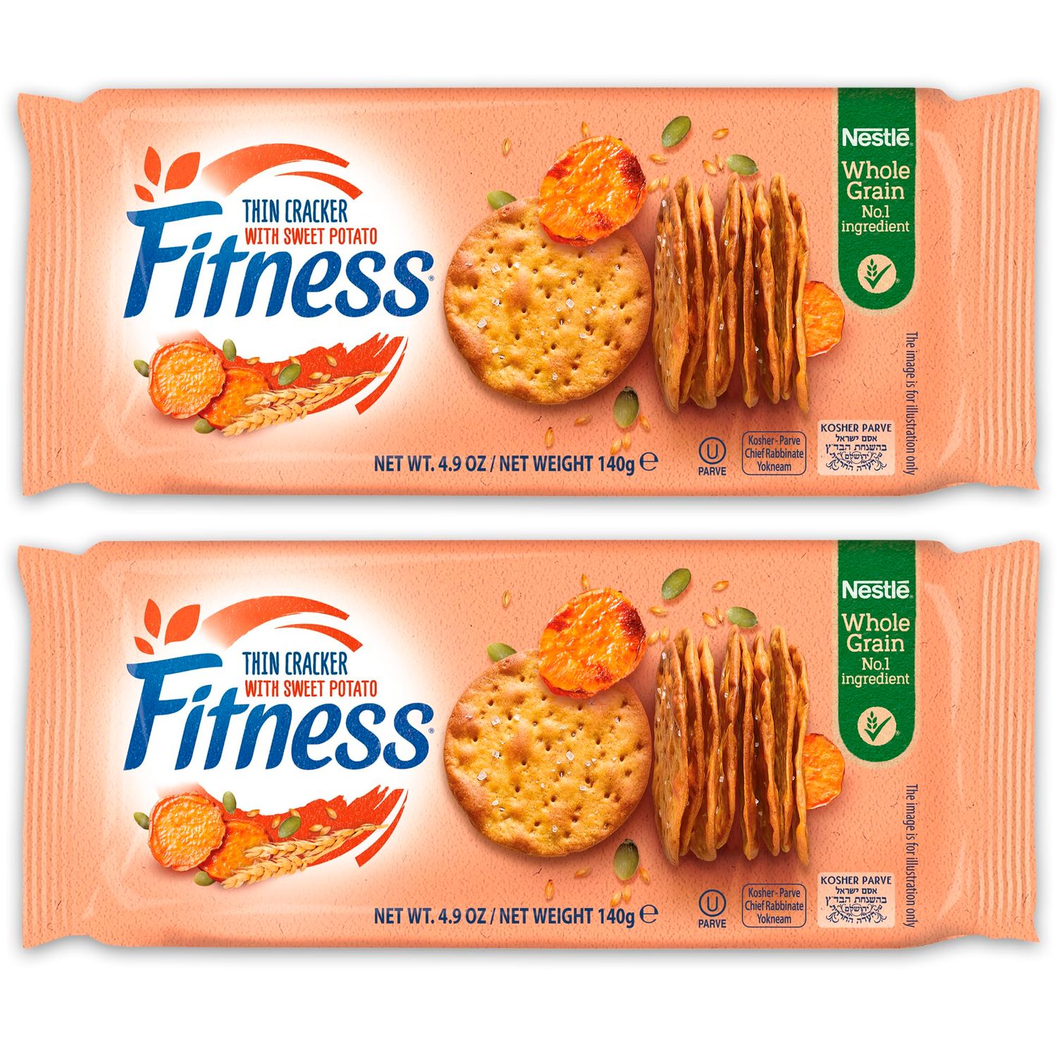 Nestle Sweet Potato Fitness Thin Crackers (2-Pack) - Whole Grain, Kosher Certified, 100 Calories Per Serving - Perfect for Dips and Spreads