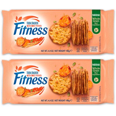 Nestle Sweet Potato Fitness Thin Crackers (2-Pack) - Whole Grain, Kosher Certified, 100 Calories Per Serving - Perfect for Dips and Spreads