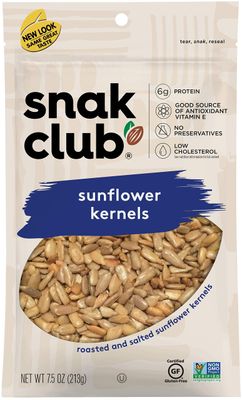 Snak Club Roasted &amp; Salted Sunflower Kernels, 7.5 Ounce (Pack of 6)