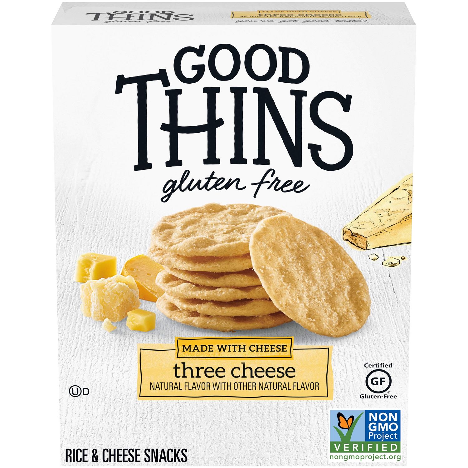 Good Thins Three Cheese Rice &amp; Cheese Snacks Gluten Free Crackers, 3.5 oz