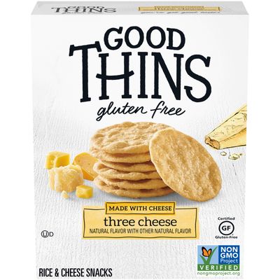Good Thins Three Cheese Rice &amp; Cheese Snacks Gluten Free Crackers, 3.5 oz