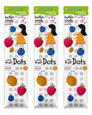 Peaceful Fruits Candy Button Dots - 100% Fruit - 12 packs - Raspberry, Blueberry &amp; Mango - No Added Sugars, No Sugar Substitutes, No Dyes