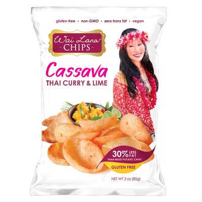 Cassava Chips, Thai Curry &amp; Lime (6 Pack of 3 Ounce Individual Bags) - Gluten Free, Non-GMO, Vegan, Zero Trans Fats - Wai Lana