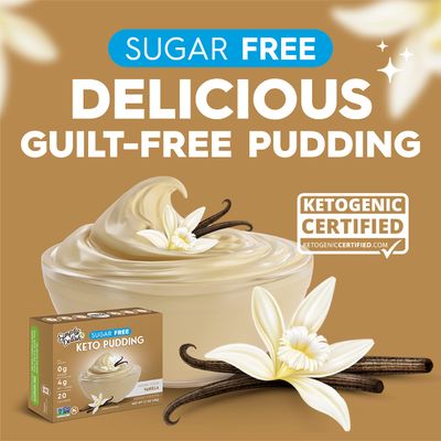 Simply Delish Instant Delicious Vanilla Keto Pudding 6 pack - Low Carb, Zero Sugar, Gluten Free, Allergen Free, Non-GMO, Vegan & Plant-Based