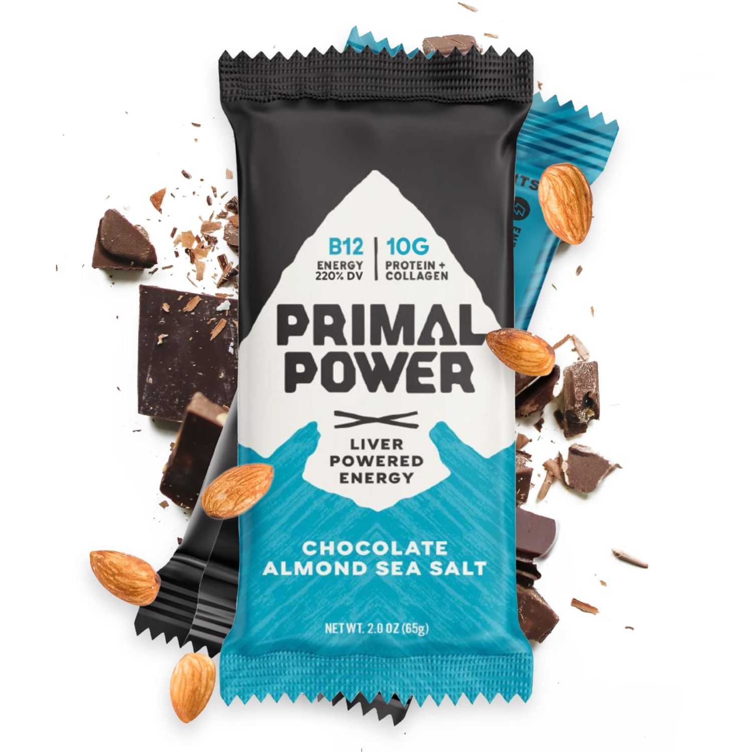 Primal Power Liver Powered Nutrition Bars - B12 Energy Boost, 10g Protein, Vitamins, Minerals, Collagen, Zero Added Sugar, Gluten Free - Pack of 12