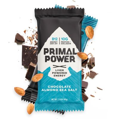 Primal Power Liver Powered Nutrition Bars - B12 Energy Boost, 10g Protein, Vitamins, Minerals, Collagen, Zero Added Sugar, Gluten Free - Pack of 12