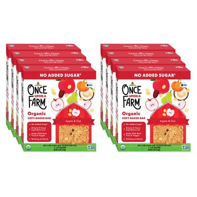 Once Upon a Farm Organic Soft Baked Kids&#39; Bars, Apple &amp; Oat | 8 Boxes, 32 Total Bars
