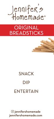 JENNIFERS HOMEMADE Original Breadsticks, VEGAN All Natural, Made with extra virgin olive oil, Crunchy and delicious snack, 5 OZs