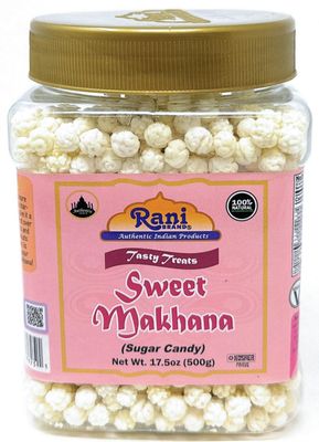 Rani Sweet Makhana (Sugar Candy) 17.5oz (1.1lbs) 500g PET Jar  All Natural | Vegan | No Preservatives | Gluten Friendly | Indian Origin | Ready to Eat