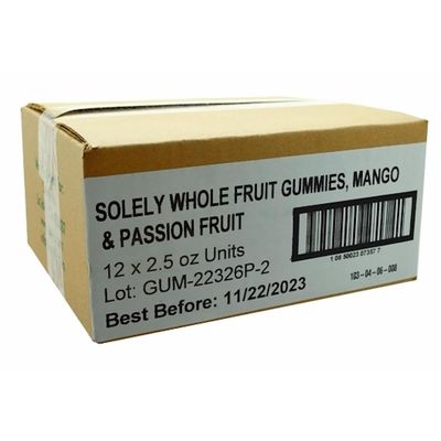 Solely Organic Fruit Gummies, Mango & Passionfruit, Fruit & Vitamin C, No Artificial Colors or Flavors, No Added Sugar, Vegan Friendly, Kosher, USDA Certified Organic, Non-GMO, 2.5 Ounce (Pack of 12)