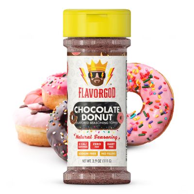 Chocolate Donut Topper Seasoning Mix by Flavor God - Zero Calorie Seasoning for Ice Cream, Donuts, Coffee, Cookies, Popcorn, Pancakes, &amp; Snacks - Low Sodium, Kosher, Dairy-Free