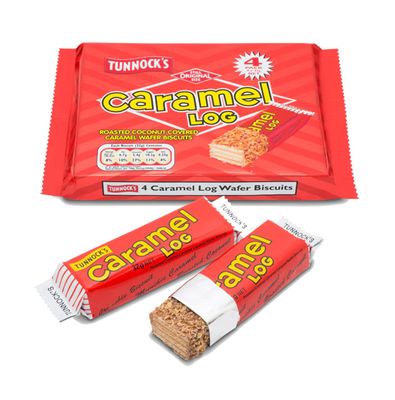 Tunnocks Caramel Logs - 12 Bars Package - Roasted Coconut Covered Caramel Wafer