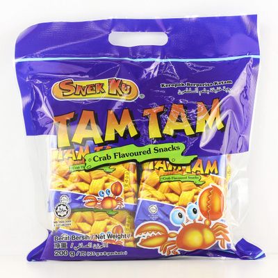 Snek Ku Malaysia Tam Tam Crab Flavour MiMi Prawn Flavour Snack Food Biscuit Biskut Tea Time Biskuat Halal 200g x 1 Pack (Crab Flavour)
