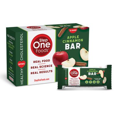 Step One Foods Apple Cinnamon Bars, Heart Healthy Snack Plant Sterols, Omega 3&#39;s and Dietary Fiber Gluten Free, Non-GMO, Vegan, Fruit and Nut Granola Bars (12 Pack)