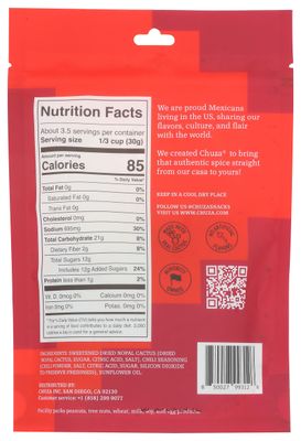 CHUZA Spicy Dried Nopal Slices, Spicy Nopal Mexican Snacks Dried Fruit, Mexican Candy for Adult and Children, Natural Dried Nopal, 2 Pack