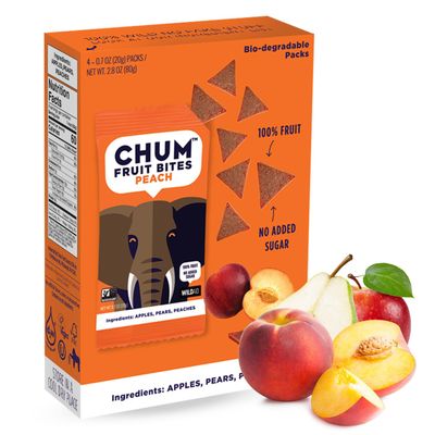 Chum Fruit Snacks 100% Real Fruit Snack for Children and Adults (Peach, 24 Pack) - No Added Sugar, All-Natural Convenient Healthy Snack (Nut Free, Gluten Free, Vegan, Kosher, Paleo, Non-GMO)