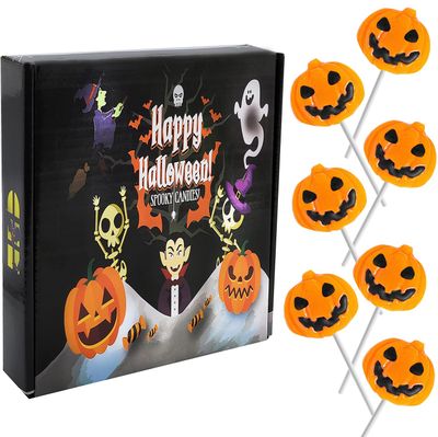 Fruidles Halloween Pumpkin Lollipop Suckers Candy, Spooky, Goody Bag Fillers, Individually Wrapped (24-Pack)