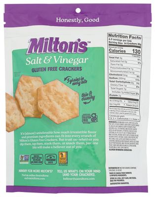 MILTONS CRAFT BAKERS Salt &amp; Vinegar Baked Crackers, 4.5 OZ