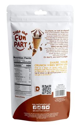 Just The Fun Part, Bite-Size Crispy Mini Waffle Cones with Premium Belgian Chocolate, Great for Snacks, Dessert, Grab &amp; Go - Kosher, Milk Chocolate (Pack of 6)