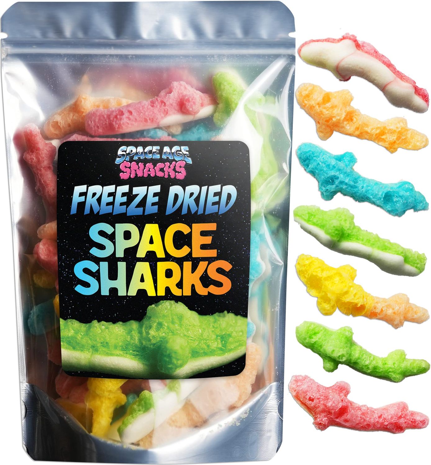 Freeze Dried Gummy Sharks - Premium Freeze Dried Candy Shipped in a Box for Extra Protection - Space Age Snacks Space Sharks Freeze Dry Candy for All Ages Dry Freeze Candy (6 Ounce)