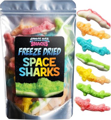 Freeze Dried Gummy Sharks - Premium Freeze Dried Candy Shipped in a Box for Extra Protection - Space Age Snacks Space Sharks Freeze Dry Candy for All Ages Dry Freeze Candy (6 Ounce)