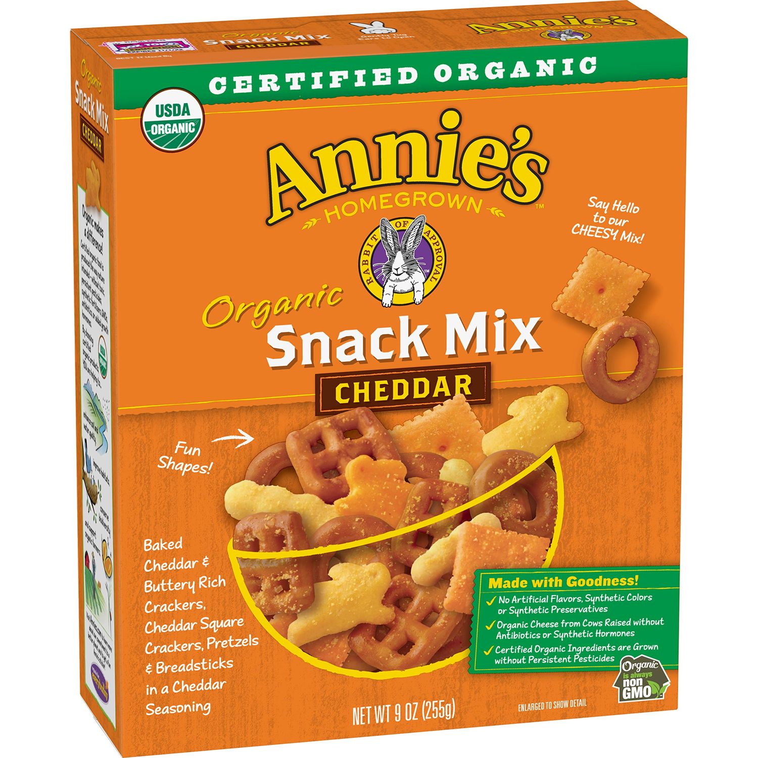 Annie&#39;s Homegrown Organic Cheddar Snack Mix, Bunnies Cheddar, 9 Oz