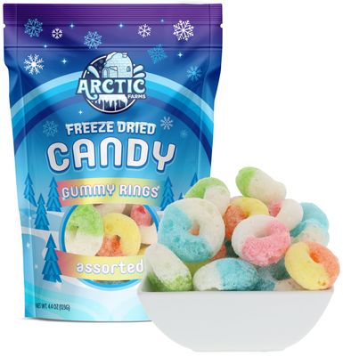 Arctic Farms Freeze Dried Gummy Rings Bagged and Boxed (Assorted Flavors, 4.4oz)