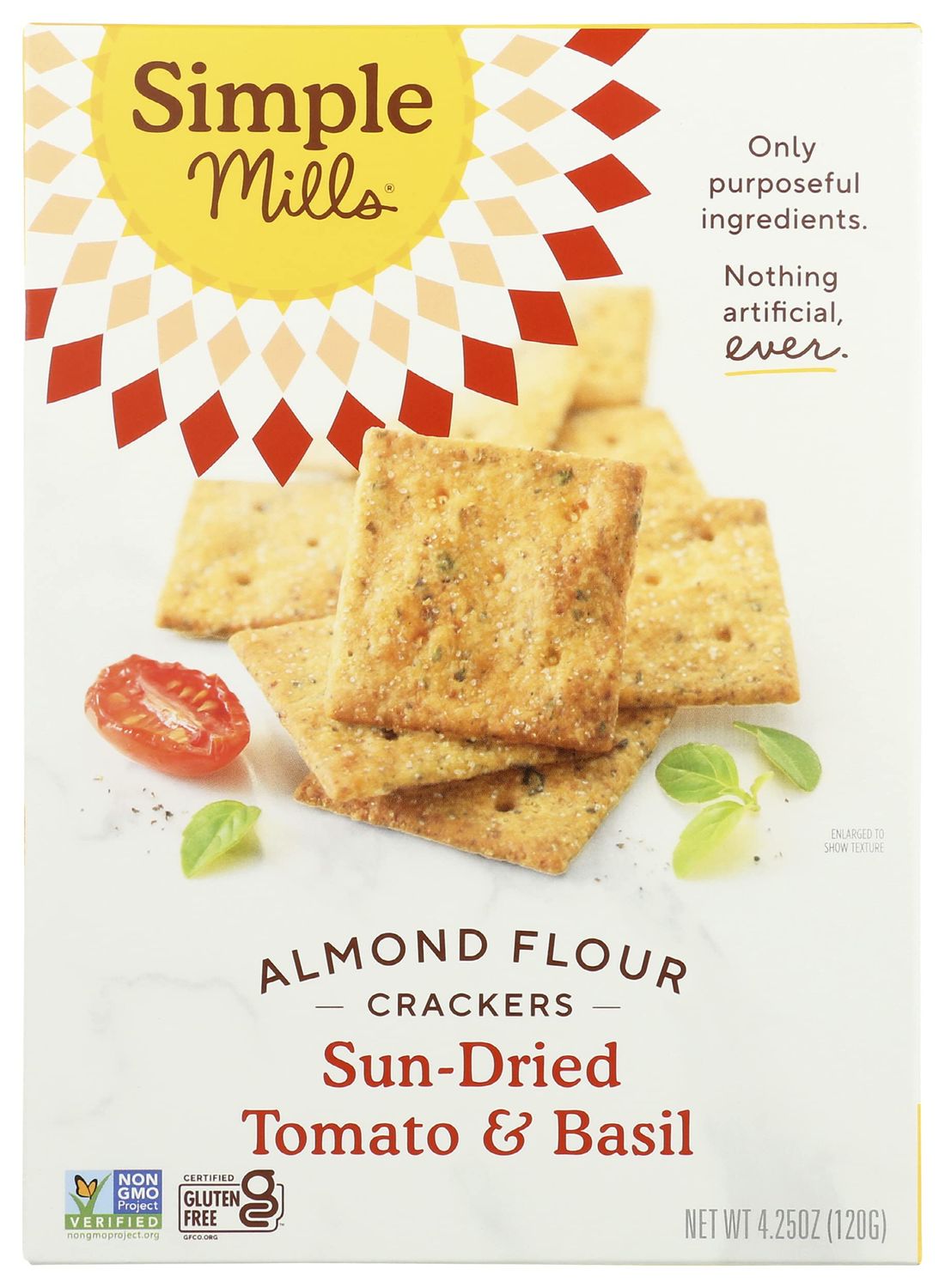 Simple Mills - Variety Snacks, Fine Ground Sea Salt, Rosemary &amp; Sea Salt, Sun Dried Tomato &amp; Basil, 4.25 oz Pack of 6
