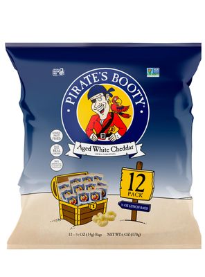 Pirate&#39;s Booty Aged White Cheddar Cheese Puffs, Gluten Free, Healthy Kids Snacks, 0.5oz Individual Size Snack Bags (12 Count)