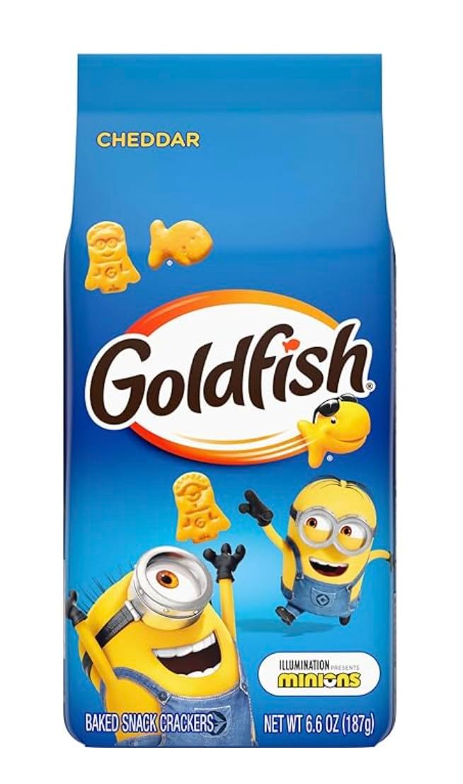 Goldfishs Crackers, Limited Edition Minions Shaped Cheddar Snack Crackers, 6oz. bag wJS REDHOK DEALZ Sticker