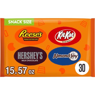 Hershey Assorted Chocolate Snack Size, Candy Bag, 15.57 oz (30 Pieces)