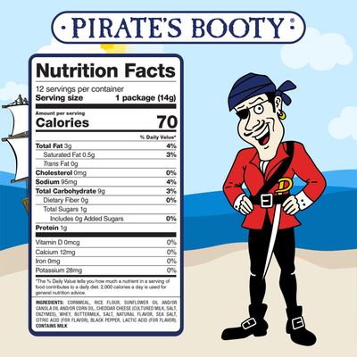 Pirate's Booty Aged White Cheddar Cheese Puffs, Gluten Free, Healthy Kids Snacks, 0.5oz Individual Size Snack Bags (12 Count)
