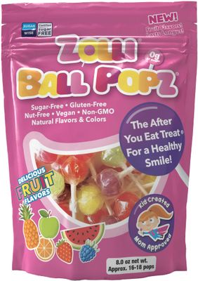 Zollipops Zolli Ball Popz Lollipops Clean Teeth, Natural Fruit, 8oz