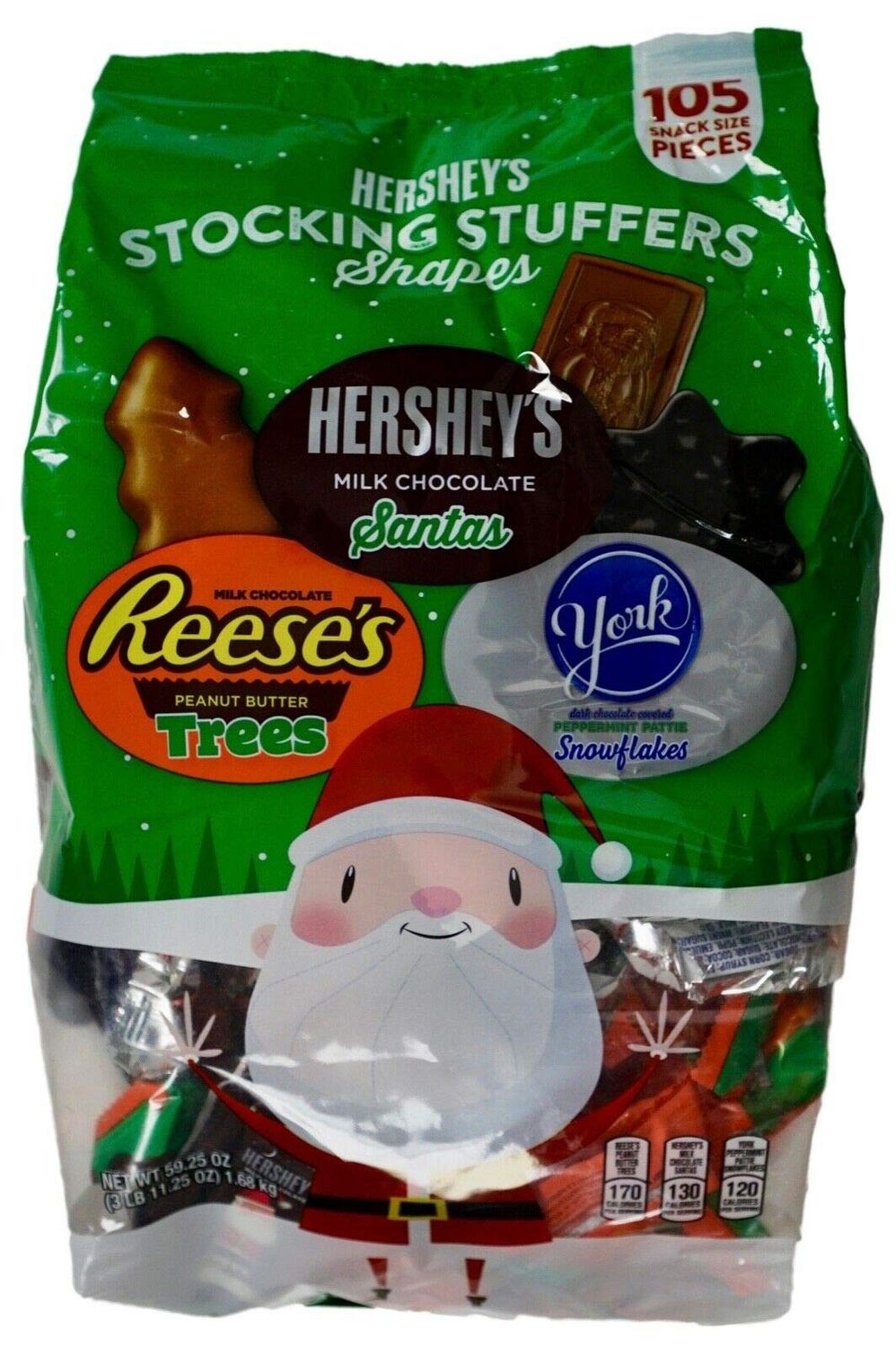 HERSHEY&#39;S Holiday Stocking Stuffers Shapes Snacks 105Piece Net Wt 59.25 Oz, ()