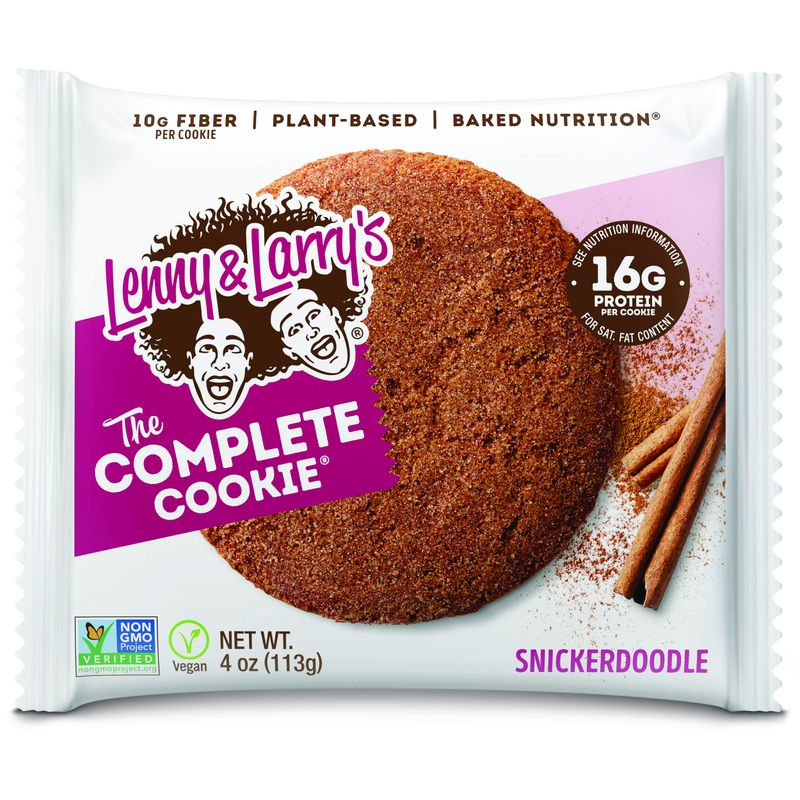 Lenny &amp; Larry's The Complete Cookie, Snickerdoodle, Soft Baked, 16g Plant Protein, Vegan, Non-GMO, 4 Ounce Cookie (Pack of 6)