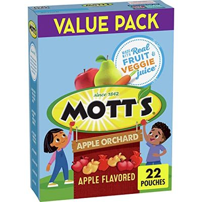 Mott&#39;s Fruit Flavored Snacks, Apple Orchard, Gluten Free Snack, Value Pack, 22 Ct, 17.6 oz