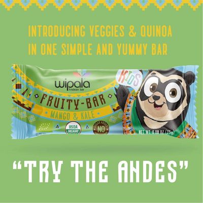 Wipala KIDS Organic Fruit Bars, Mango &amp; Kale, Vegan, Non-GMO, Healthy Snack (12 Pack)
