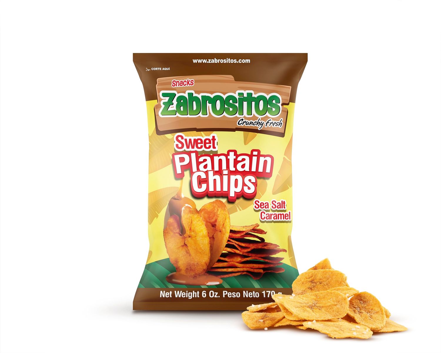 Zabrositos Plantain Chips | Healthy Crunchy Daily Snack | Natural, Gluten Free, Vegan, Zero Trans Fat | 6 Ounce Pack