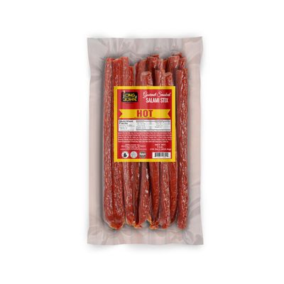 Long John Snacks Hot Dried Salami Stix - Award-Winning Blend of Herbs and Spices - Gluten-Free, Bold Flavor &amp; High Heat - Smoked &amp; Seasoned to Perfection - 16oz.