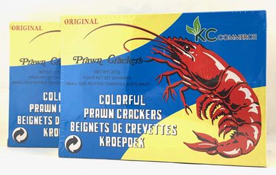 KC Commerce Uncooked Prawn Crackers, 5 LB Family Size, Crispy and Delicious Shrimp Chips for Party Appetizers and Snacks, Cook and Serve, Multi Color (8oz Pack of 2)