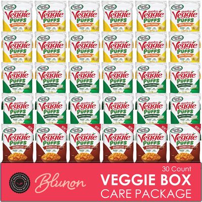 Veggie Puffs Variety Pack - Baked Corn Pops Snack Bag Healthy Assortment - Care Package Gift Box (30 Count)