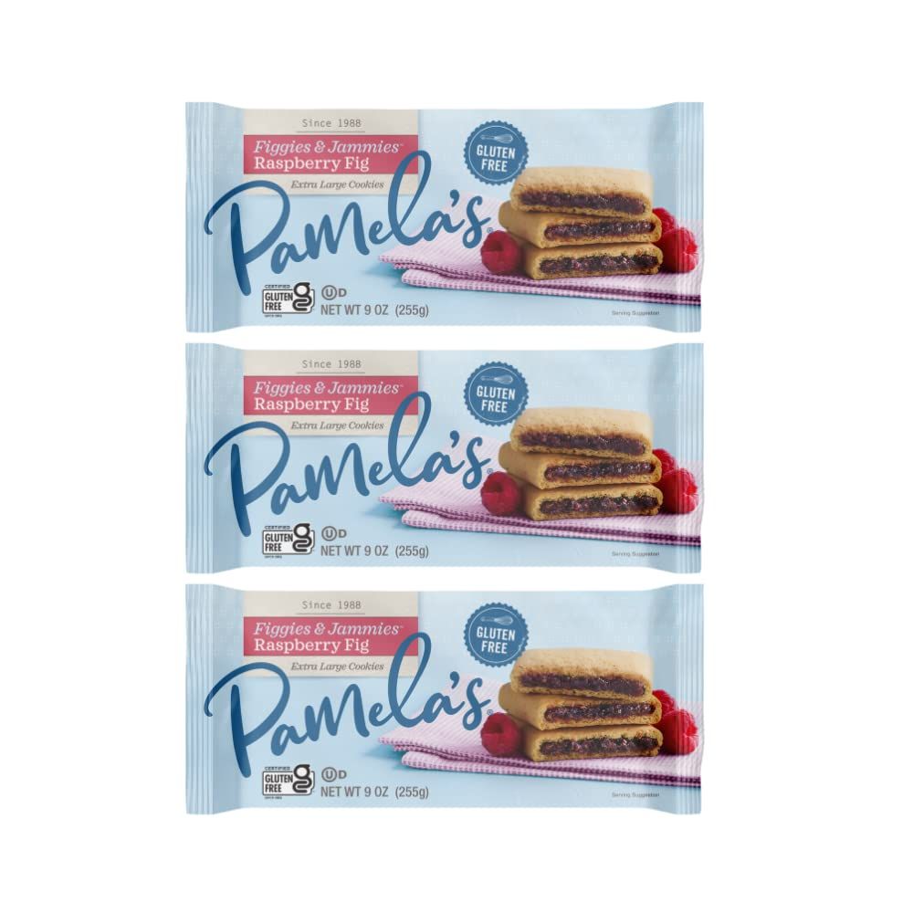 Pamela&#39;s Products Figgies &amp; Jammies Extra Large Cookies Gluten Free Raspberry &amp; Fig -- 9 oz (Pack of 3)