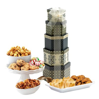 Gourmet Food Gift Basket Tower Snack Gifts for Women, Men, Families, College - Delivery for Holidays, Appreciation, Thank You, Congratulations, Corporate, Get Well Soon Care Package