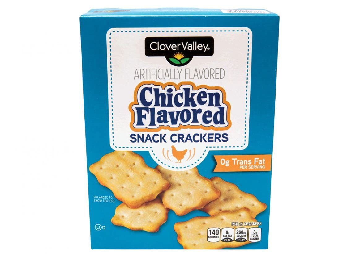 Clover Valley Chicken Flavored Snack Crackers -1 Box (7.5 Oz.) Salty &amp; Savory Crunchy Chik&#39;n Treat