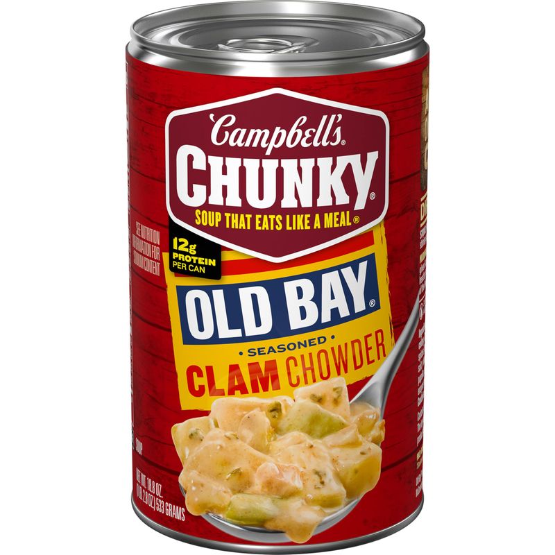Campbell&#39;s Chunky Soup, OLD BAY Seasoned Clam Chowder, 18.8 oz Can
