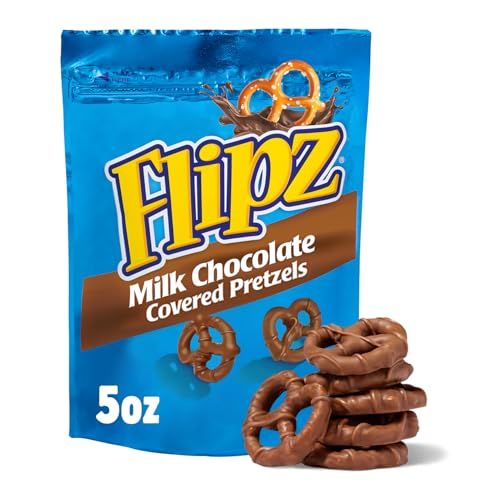 Flipz Milk Chocolate Covered Pretzels (5oz, Pack of 6), Perfect Sweet, Salty, &amp; Crunchy Snack For Adults And Kids