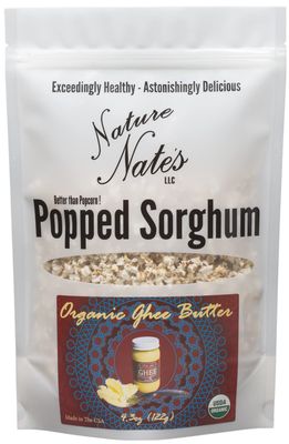 Nature Nates Popped Sorghum, Organic Ghee Butter - Organic, Keto &amp; Gluten Free, Healthy Snacks, Better Than Popcorn, Made in USA - 4.3 Ounce